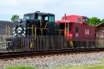 A 44 Tonner and Caboose sit on display outside the Stevenson Alabama Depot Museum